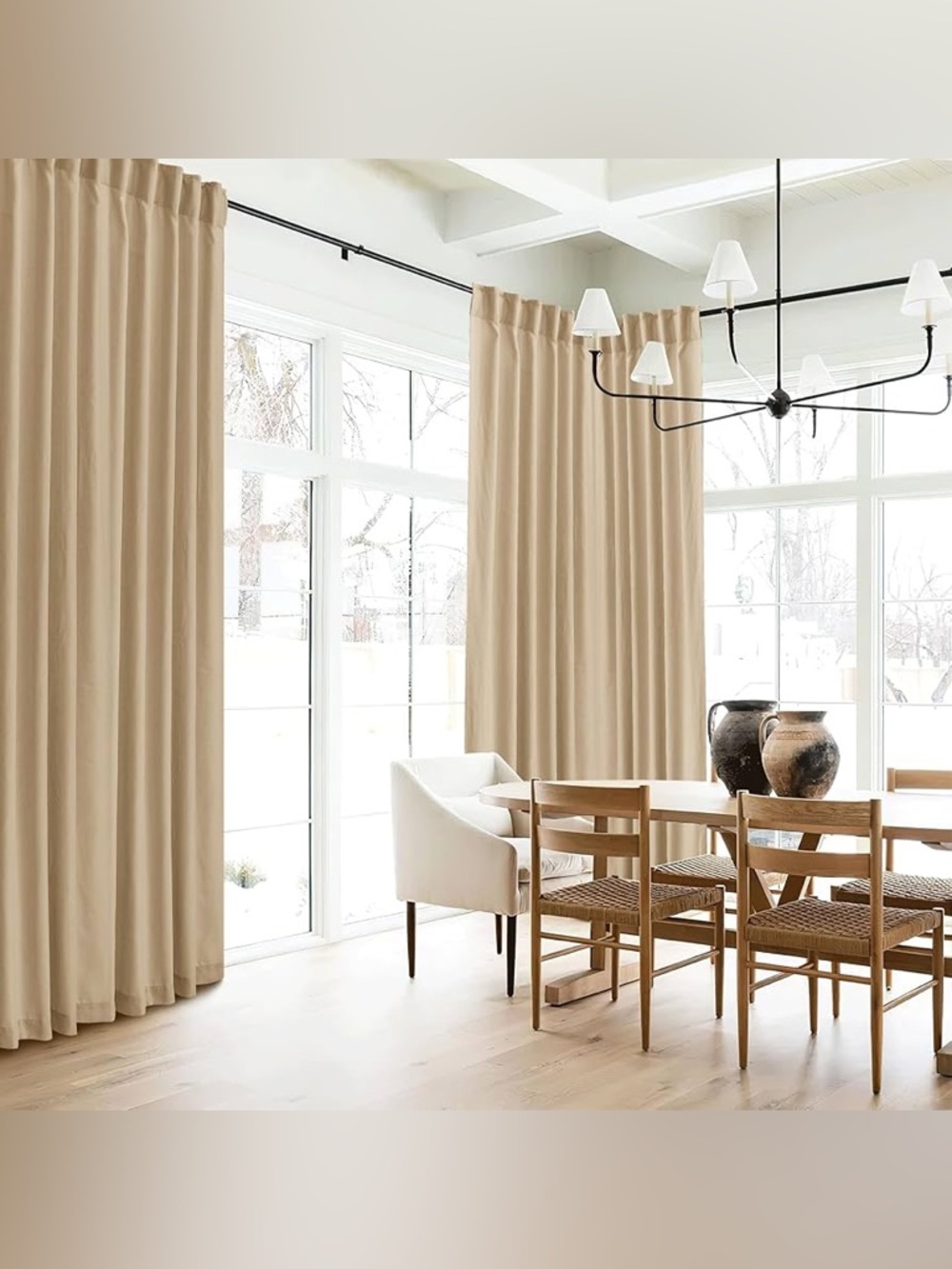RYB HOME Camel Linen Sheer Curtains - Picture 7 of 8